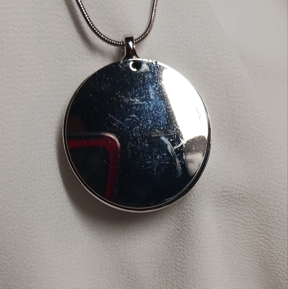 Enamel cobalt blue tree pendant with chain, necklace - Picture 3 of 4